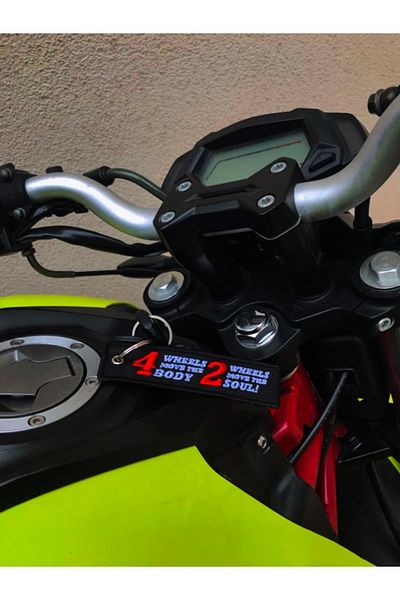 Yeles 4 Wheels Move The Body 2 Wheels Move The Soul Biker Fabric Keychain