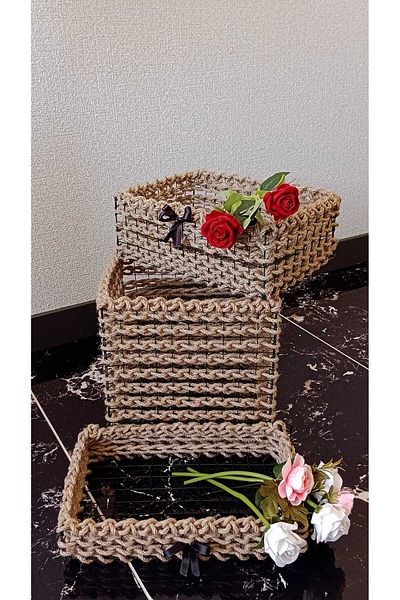 Egindra 3-Piece Wicker Knitting Decorative Mini Basket Organizer Set