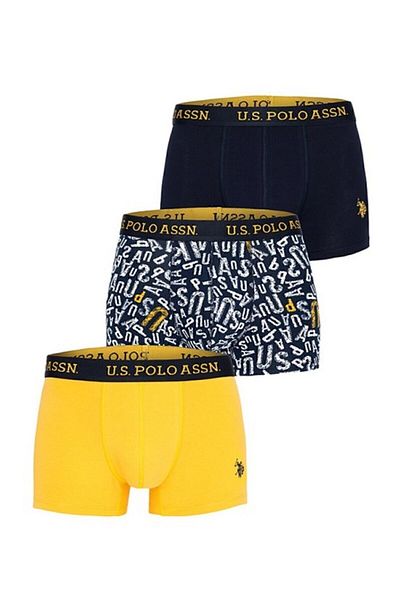 U.S. Polo Assn. Ανδρικό κίτρινο-ναυτικό μποξεράκι 3 Pack Cotton Lycra