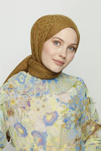 VALORSCARF Şal cu model înflorire verde rugină