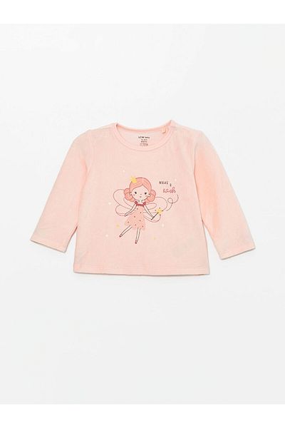 LC Waikiki Printed Long Sleeve Crew Neck Pajama Set for Baby Girl