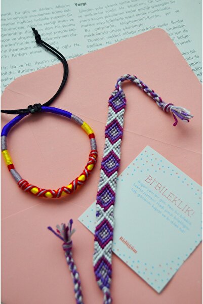Bidüğüm Mor Düşler Bileklik Seti, Renkli Arkadaş Dostluk Bilekliği - El Yapım...