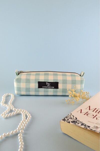 esperidesign Tasarım Büyük Kareli Kalem Kutusu Kalemlik Makyaj Çantası Çok Am...