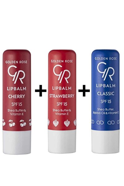 Golden Rose Dudak Koruyucu Kiraz + Dudak Koruyucu Çilek+ Dudak Koruyucu Klasi...