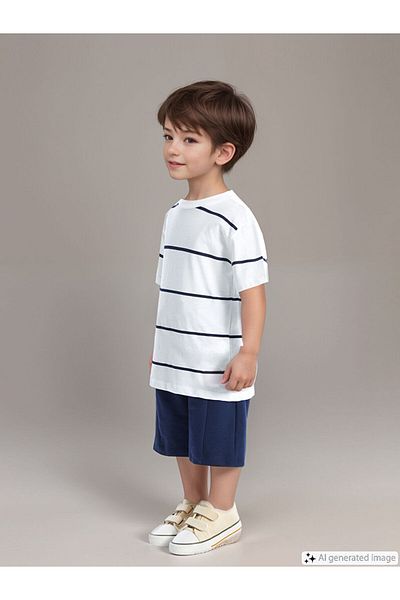 LC Waikiki Crew Neck Printed Baby Boy T-Shirt and Shorts Set of 2