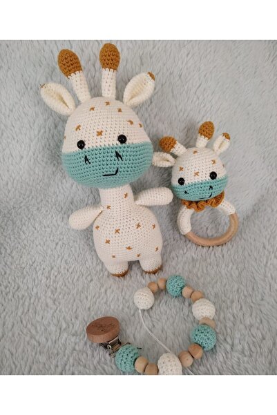 ÖrgüAna Sevimli Zürafa Seti Organik Oyuncak