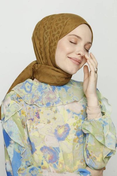 VALORSCARF Şal cu model înflorire verde rugină