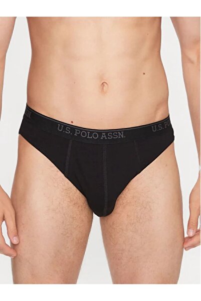 U.S. Polo Assn. Erkek 3'lü Paket Likralı Pamuklu Çok Renkli Slip Siyah Külot