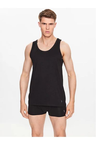 U.S. Polo Assn. Men's Oversize Large Size 2-Piece 100% Cotton Black Undershirt