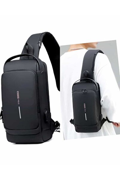 Newish Polo Body Bag Crossbody Backpack with USB Cable Output Uziko - Artificial Leather