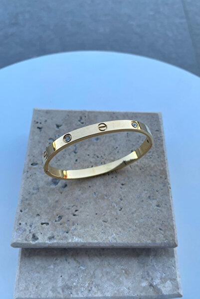 Jaida Moda Zircon Stone Thick Steel Women's Bracelet - Handcuff Design