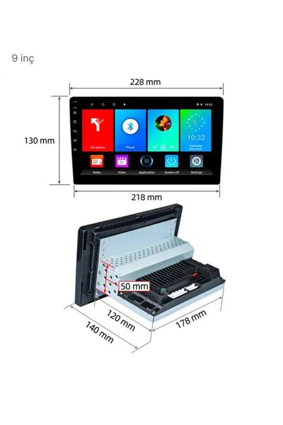 ClasKing CK-920  2/32gb Android Tek Din 9''inch Oto Araba Multimedya Teyp Car Play-usb-gps-wifi Kamera