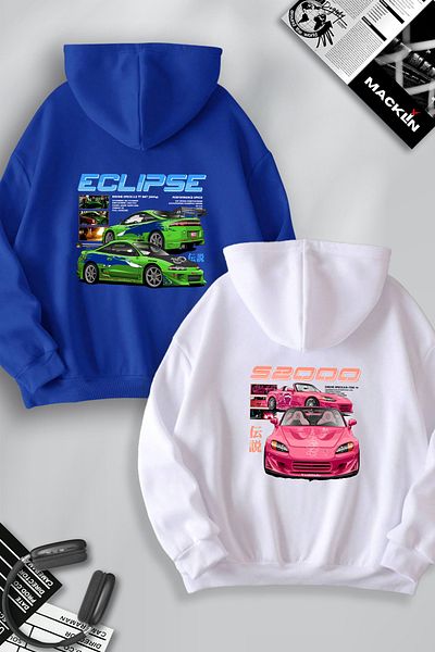 macklin Eclipse and S2000 BACK Printed Fast and Furious Hooded φούτερ σετ 2 - Συνδυασμός ερωτευμένου ζευγαριού