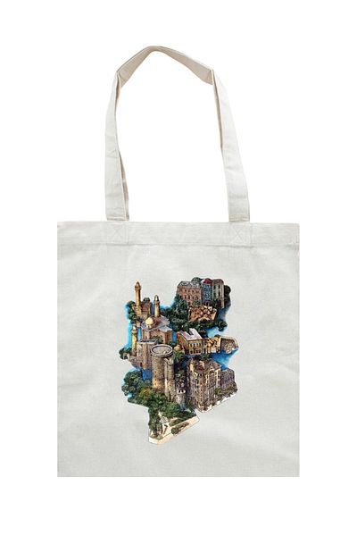 Saiza Azerbaijan Printed Shoulder Cloth and Raw Bag