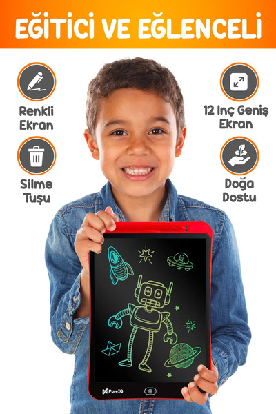 Yellowtech Writing Tablet Lcd 12 Inç Dijital Kalemli Çizim Yazı Tahtası Grafik Not Yazma Eğitim Tableti