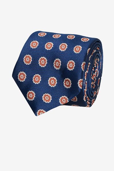 ALTINYILDIZ CLASSICS Navy Blue-brown Patterned Men's Classic Tie
