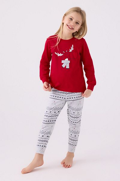 Arnetta Girl's Red Long Sleeve Pajama Set