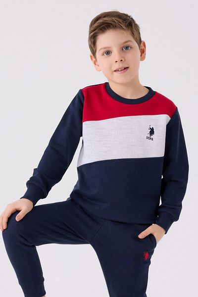 U.S. Polo Assn. طقم بدلة رياضية للأولاد - US1941 بولو أحمر