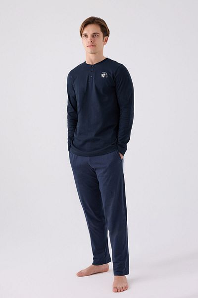 Arnetta Ανδρικό μακρυμάνικο κοστούμι πιτζάμες Navy Blue