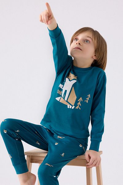 Rolypoly Costum de pijama verde cu mânecă lungă pentru băiat