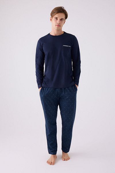 Arnetta Ανδρικό μακρυμάνικο κοστούμι πιτζάμες Navy Blue