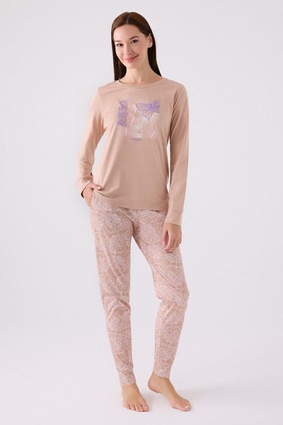 Pierre Cardin Women's Brown Long Sleeve Pajama Set