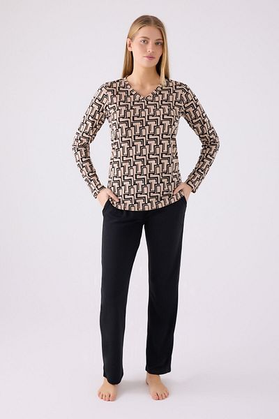 Pierre Cardin Women's Black Long Sleeve Pajama Set