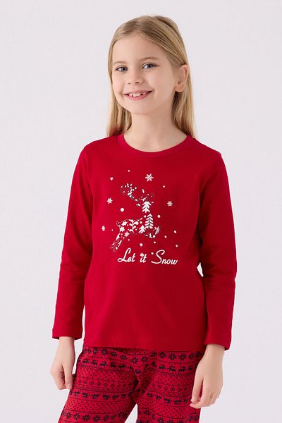 Arnetta Girl's Red Long Sleeve Pajama Set