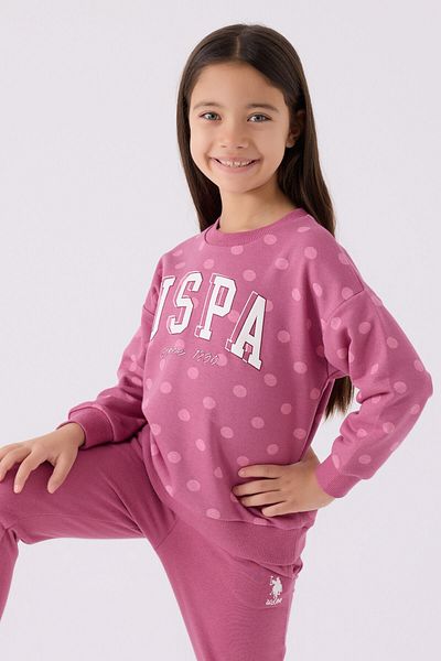 U.S. Polo Assn. Set de trening pentru fete liliac închis - US1992