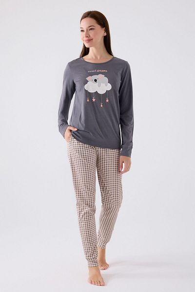 Arnetta Women's Gray Long Sleeve Pajama Set
