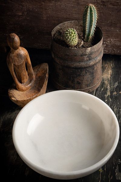 Voodo Concept Bianco Cendra White Marble Bowl