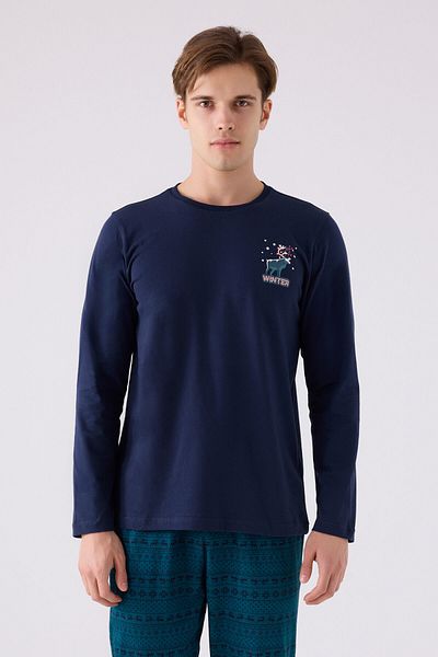 Arnetta Ανδρικό μακρυμάνικο κοστούμι πιτζάμες Navy Blue