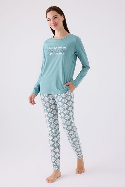 Pierre Cardin Set de pijamale verde cu mânecă lungă pentru femei