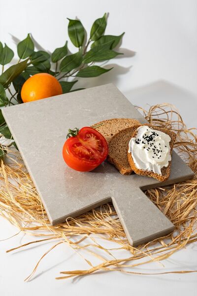 TAŞİŞLERİHOME Tundra Gray Marble Rectangular Presentation and Cutting Board