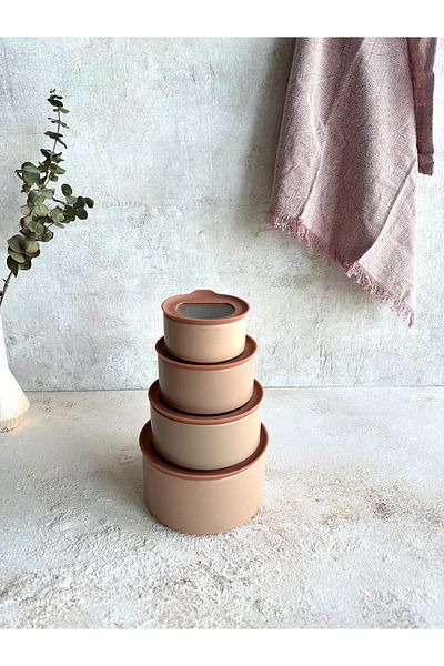 NEOFLAM Fika One 4-Piece Pink Natural Ceramic Kitchen Storage Set