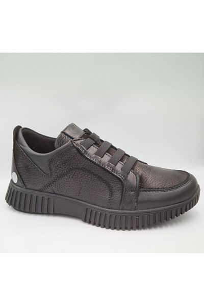 Mammamia D24KA-3375 Piele nubuc neagră - Pantofi casual de damă cu șireturi elastice
