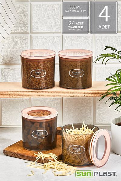 Sunplast 4-Piece Storage Container Set - Leak Proof Ergonomic Lid - Salmon Food Container - 800ml