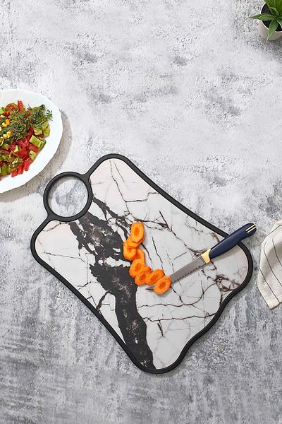 Sunplast Marble Pattern Looking Wooden Cutting Board - White