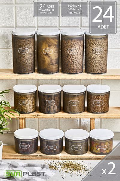 Sunplast 24-Piece Storage Container Set - Leak Proof Ergonomic Lid - Food Container with White Lid