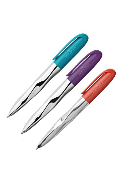 Faber Castell N'ice Pen Tükenmez Kalem Seti 3'lü Mercan-mor-turkuaz