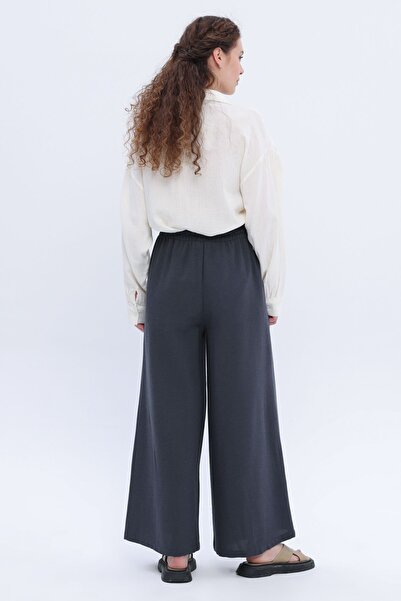 ALLDAY Wide Leg Anthracite Linen Trousers