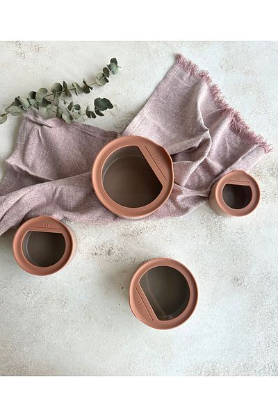 NEOFLAM Fika One 4-Piece Pink Natural Ceramic Kitchen Storage Set