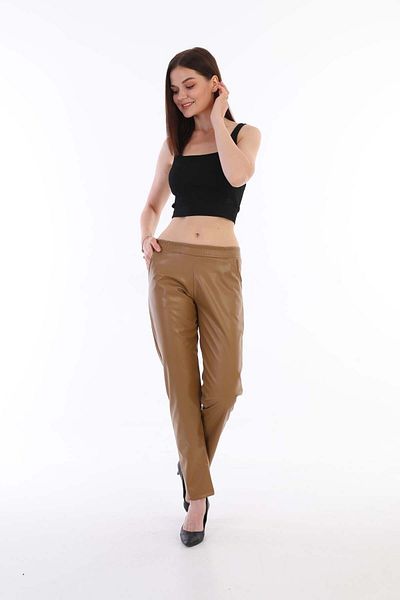 MB-MODA BİZİMLE Leather Women's Jogger Pants