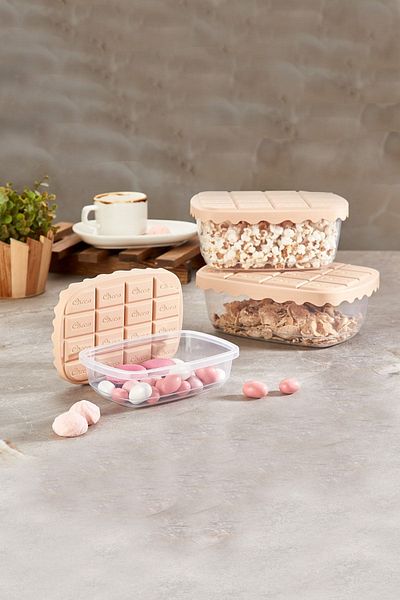 Sunplast Choco Box Chocolate Storage Container with Lid Set of 3