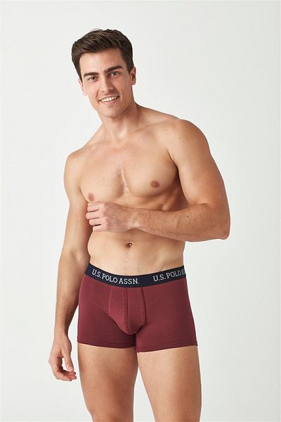 U.S. Polo Assn. Boxeri pentru bărbați din bumbac Lycra negru, antracit și roșu claret, pachet de 3