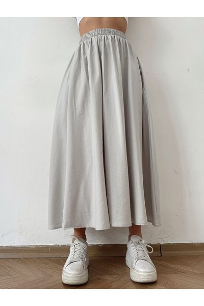 İKLİM LİFE Women's Gray Pocketed Parachute Skirt - 10771