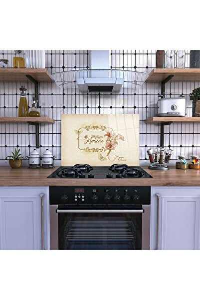 Decovetro Ocak Arkası Koruyucu Mutfağın Kraliçesi Desenli 60x40cm