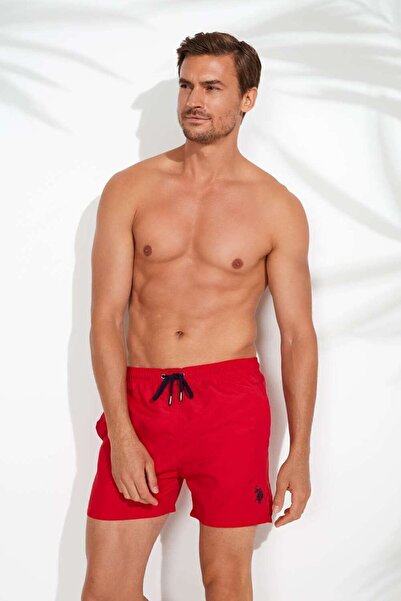 U.S. Polo Assn. Erkek Kırmızı Orta Boy Deniz Şortu 21000