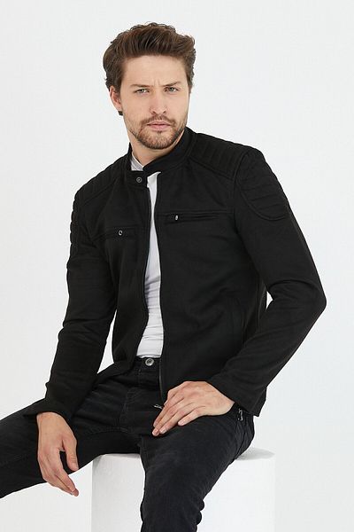 Mero Life Μαύρο Suede Ανδρικό Μπουφάν - Slim Fit
