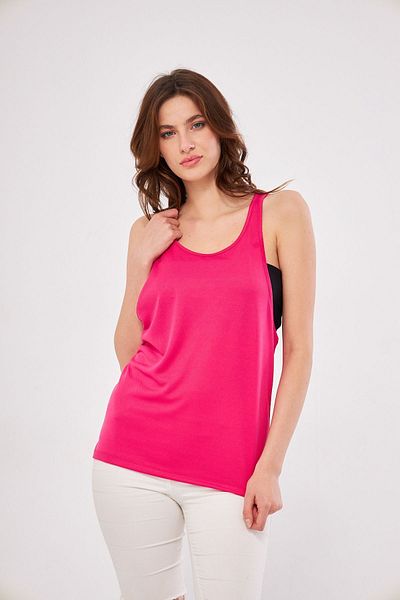 Moda Işık Sports Tank Plain Fuchsia Color Fabric